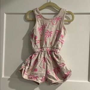 Zara Kids Cream and Pink Palm Romper beach coverup